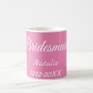 Einfache minimalistische Brautjungfer mit Namen un Kaffeetasse