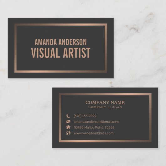 Einfache Minimalistische Bronze| Visitenkarte (Vorne/Hinten)