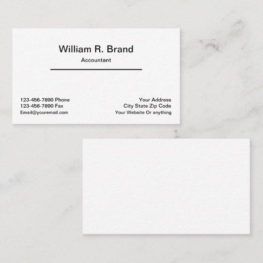 Einfache Minimalistische Buchhaltung Visitenkarte (Vorne/Hinten)