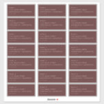 Einfache Minimalistische Burgundy-Gästelabels Aufkleber<br><div class="desc">Für ein 14"x14" Blatt beträgt jeder Aufkleber etwa 2"x4.6". Für ein 8"x8" Blatt beträgt jeder Aufkleber etwa 1"x2.6". Bitte beachten Sie, dass die Größe des Schriftartes ebenfalls entsprechend abnimmt. Um Namen und Adresse zu ändern, klicken Sie auf "Personalisieren". Klicken Sie auf den Link Sammlung auf dieser Seite, um alle passenden...</div>