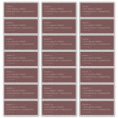 Einfache Minimalistische Burgundy-Gästelabels Aufkleber (Vorderseite)