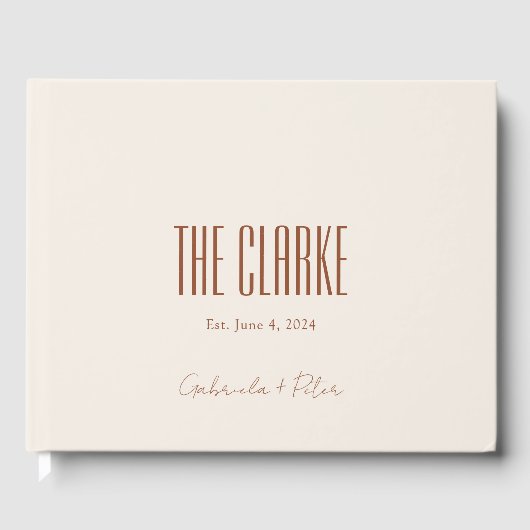 Einfache Minimalistische Burnt Orange | CremeWeddi Gästebuch (Vorderseite)