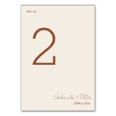 Einfache Minimalistische Burnt Orange | CremeWeddi Tischnummer (Rückseite)