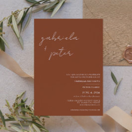 Einfache Minimalistische Burnt Orange Moderne Hoch Einladung