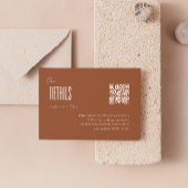 Einfache Minimalistische Burnt Orange QR Hochzeit Begleitkarte