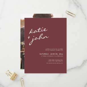 Einfache Minimalistische Cinnamon Rose Virtual Wed Einladungspostkarte