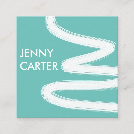 Einfache Minimalistische Coole Squiggle Pinselstri Quadratische Visitenkarte (Vorderseite)