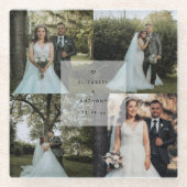 Einfache Minimalistische Couple-Fotocollage Hochze Glasuntersetzer (Vorderseite)