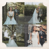 Einfache Minimalistische Couple-Fotocollage Hochze Untersetzer (Vorderseite)