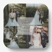 Einfache Minimalistische Couple Wedding Foto Colla Pappteller (Vorderseite)