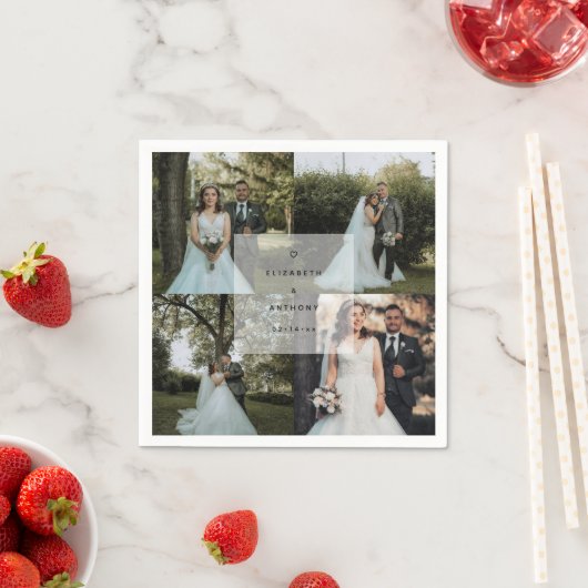 Einfache Minimalistische Couple Wedding Foto Colla Serviette (Beispiel)