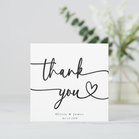 Einfache Minimalistische Dankeschön an Script Hear Dankeskarte (Stehend Vorderseite)