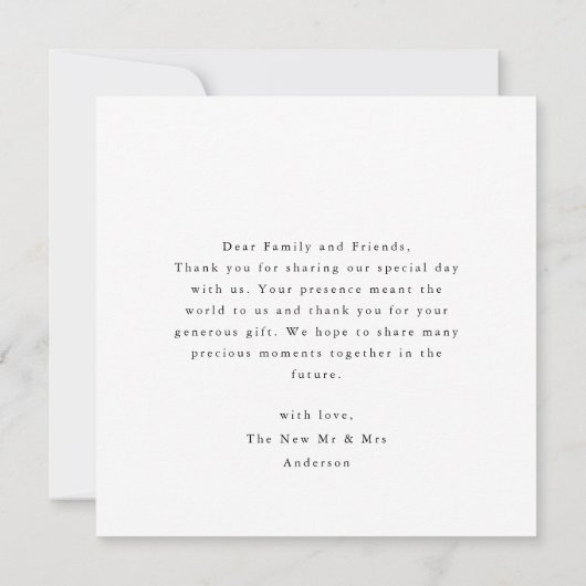 Einfache Minimalistische Dankeschön an Script Hear Dankeskarte (Rückseite)