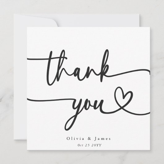 Einfache Minimalistische Dankeschön an Script Hear Dankeskarte (Vorderseite)