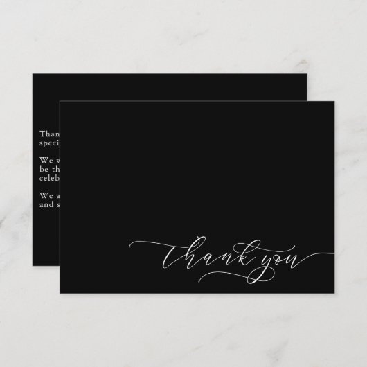 Einfache Minimalistische Dankeschön-Script | weiß Dankeskarte (Vorne/Hinten)