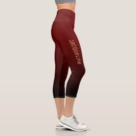 Einfache Minimalistische DARK RED to BLACK Ombre G Capri Leggings