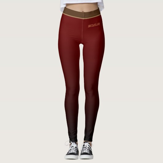 Einfache Minimalistische DARK RED to BLACK Ombre G Leggings (Vorderseite)