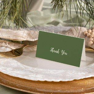 Einfache Minimalistische Dark Sage Hochzeit Dankeskarte