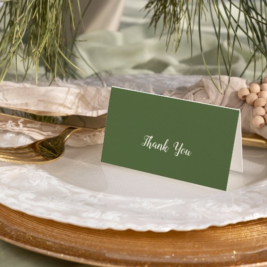 Einfache Minimalistische|Dark Sage Hochzeit Dankeskarte