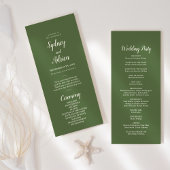 Einfache Minimalistische|Dark Sage Hochzeit Programm