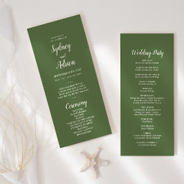 Einfache Minimalistische|Dark Sage Hochzeit Programm