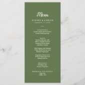 Einfache Minimalistische|Dark Sage Hochzeitsessen Menükarte (Vorderseite)