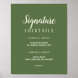 Einfache Minimalistische Dark Sage Signature Cockt Poster