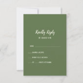 Einfache Minimalistische|Dark Sage Wedding RSVP Ca Karte (Vorderseite)