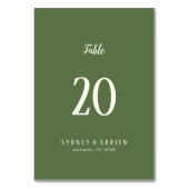 Einfache Minimalistische|Dark Sage Wedding Tischnu Tischnummer (Vorderseite)