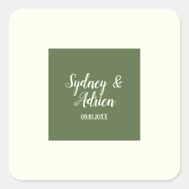 Einfache Minimalistische|Dark Sage Wedding Umschla Quadratischer Aufkleber