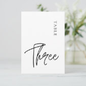 Einfache Minimalistische Drei-Tischnummern-Tabelle Einladung (Stehend Vorderseite)