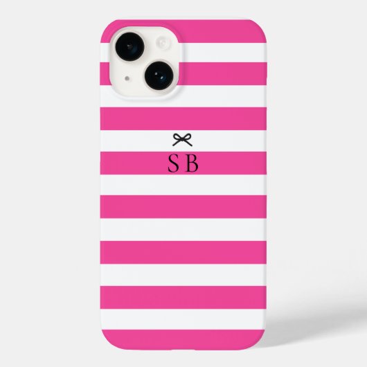 Einfache Minimalistische Druckrosa Streifenbow Case-Mate iPhone Hülle (Rückseite)