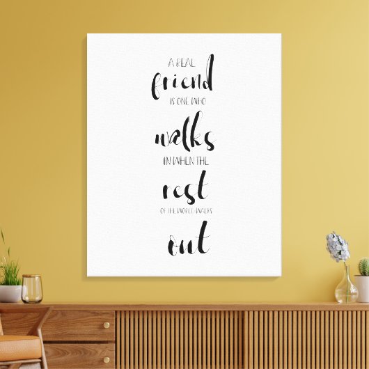 einfache minimalistische echte Freundschaft Zitat Leinwanddruck (Insitu (Wohnzimmer))