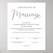 Einfache Minimalistische Ehebescheinigung Poster (Vorne)