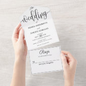 Einfache minimalistische Ehering All In One Einladung (Abreißen)