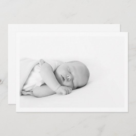 Einfache Minimalistische Einführung Baby Foto Birt Ankündigung (Vorne/Hinten)