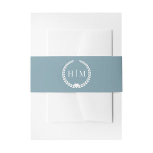 Einfache minimalistische eisblaue Monogramm-Hochze Einladungsbanderole