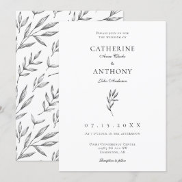 Einfache Minimalistische Elegant Classic Leaf Hoch Einladung