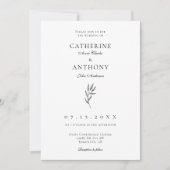 Einfache Minimalistische Elegant Classic Leaf Hoch Einladung (Vorderseite)