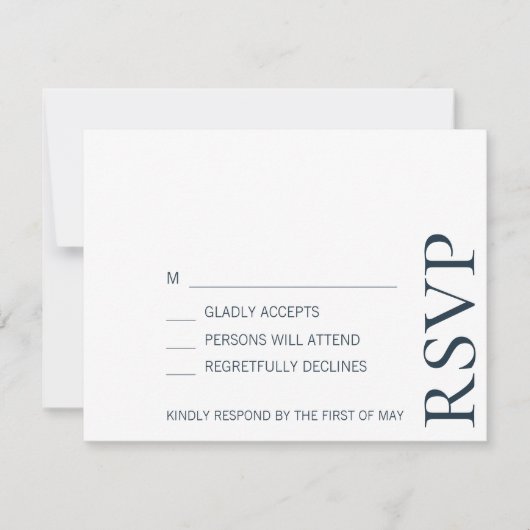 Einfache Minimalistische Elegant-Hochzeit RSVP Karte (Vorderseite)