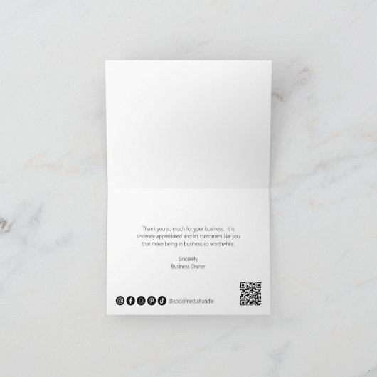 Einfache Minimalistische Elegant Modernes Business Dankeskarte (Innenseite)