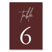 Einfache Minimalistische Elegante Burgund Tischnum Tischnummer (Rückseite)
