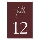 Einfache Minimalistische Elegante Burgund Tischnum Tischnummer (Rückseite)