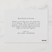 Einfache Minimalistische Elegante Foto Hochzeit Vi Postkarte (Rückseite)