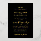 Einfache, minimalistische, elegante Hochzeit in Sc Folieneinladung (Vorderseite)