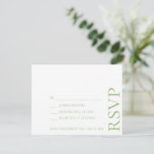 Einfache Minimalistische, elegante Sage Text Weddi RSVP Karte (Stehend Vorderseite)