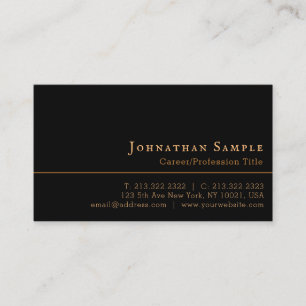 Einfache Minimalistische Elegante Schwarz und Gold Visitenkarte