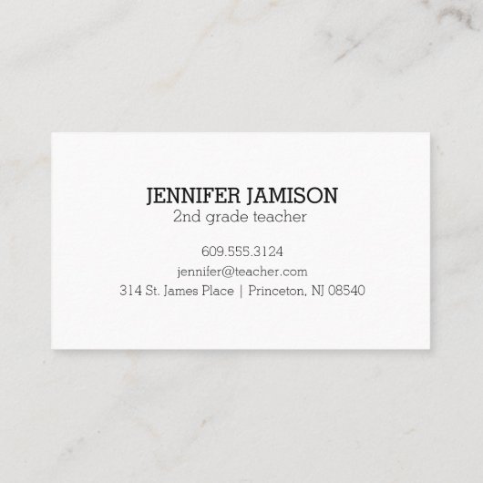 Einfache Minimalistische, elegante Schwarz-Weiß-Le Visitenkarte (Rückseite)