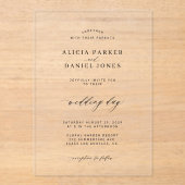 Einfache minimalistische, elegante Skripte klare H Acryleinladungen (Vorderseite)