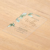 Einfache Minimalistische Eukalyptus-Hochzeit Acryleinladungen (Ablage )